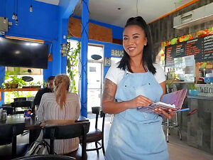 The Café Waitress gets Creampied